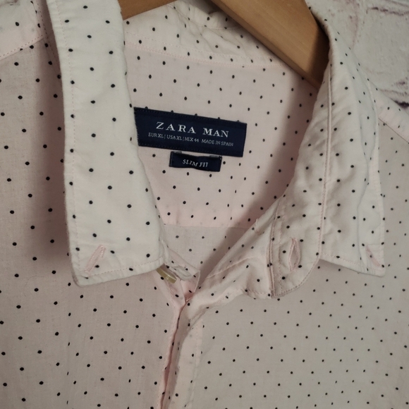 Zara Man XL Polka-dot Light Pink Shirt - Picture 4 of 12